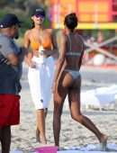 Jasmine Tookes, Shanina Shaik and Lais Ribeiro on the Beach in Miami