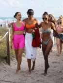 Jasmine Tookes, Shanina Shaik and Lais Ribeiro on the Beach in Miami