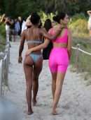 Jasmine Tookes, Shanina Shaik and Lais Ribeiro on the Beach in Miami