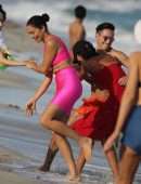 Jasmine Tookes, Shanina Shaik and Lais Ribeiro on the Beach in Miami