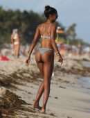 Jasmine Tookes, Shanina Shaik and Lais Ribeiro on the Beach in Miami