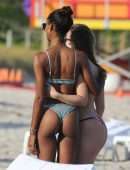 Jasmine Tookes, Shanina Shaik and Lais Ribeiro on the Beach in Miami