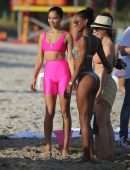 Jasmine Tookes, Shanina Shaik and Lais Ribeiro on the Beach in Miami