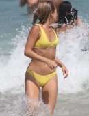 Sailor Brinkley Cook in Yellow Bikini at a Beach in Sydney