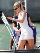 Sofia Richie Pokies in White Mini Dressa Attended a Yacht Show in Miami
