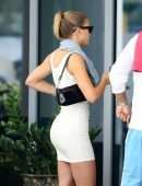 Sofia Richie Pokies in White Mini Dressa Attended a Yacht Show in Miami