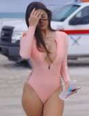 Tao Wickrath in Swimsuit on the Beach in Miami