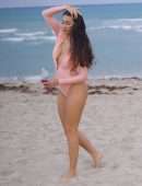 Tao Wickrath in Swimsuit on the Beach in Miami