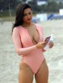 Tao Wickrath in Swimsuit on the Beach in Miami