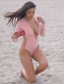 Tao Wickrath in Swimsuit on the Beach in Miami