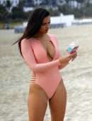Tao Wickrath in Swimsuit on the Beach in Miami