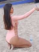Tao Wickrath in Swimsuit on the Beach in Miami