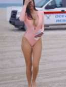 Tao Wickrath in Swimsuit on the Beach in Miami