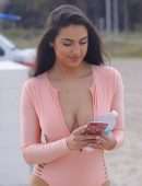 Tao Wickrath in Swimsuit on the Beach in Miami