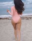 Tao Wickrath in Swimsuit on the Beach in Miami