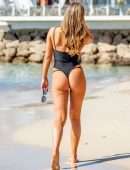 Alicia Oates at The Bachelor Contestant in a Black Swimsuit in Tenerife