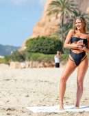 Alicia Oates at The Bachelor Contestant in a Black Swimsuit in Tenerife