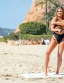 Alicia Oates at The Bachelor Contestant in a Black Swimsuit in Tenerife