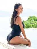 Demi Rose Mawby Booty, Black Swimsuit Photoshoot at a Pool in Phuket