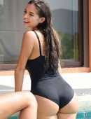 Demi Rose Mawby Booty, Black Swimsuit Photoshoot at a Pool in Phuket