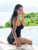 Demi Rose Mawby Booty, Black Swimsuit Photoshoot at a Pool in Phuket