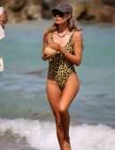 Doutzen Kroes Booty in Leopard Print Swimsuit in Miami