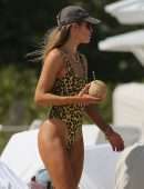 Doutzen Kroes Booty in Leopard Print Swimsuit in Miami