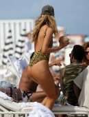 Doutzen Kroes Booty in Leopard Print Swimsuit in Miami
