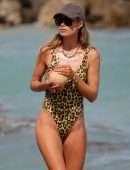 Doutzen Kroes Booty in Leopard Print Swimsuit in Miami