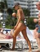 Doutzen Kroes Booty in Leopard Print Swimsuit in Miami