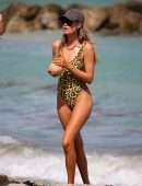 Doutzen Kroes Booty in Leopard Print Swimsuit in Miami