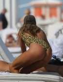 Doutzen Kroes Booty in Leopard Print Swimsuit in Miami