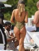 Doutzen Kroes Booty in Leopard Print Swimsuit in Miami