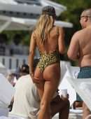 Doutzen Kroes Booty in Leopard Print Swimsuit in Miami