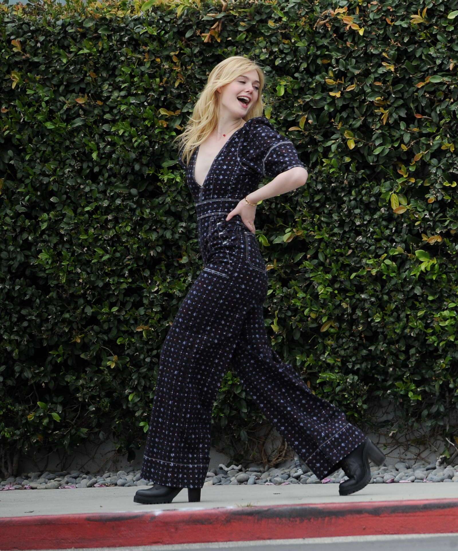 EXCLUSIVE: Elle Fanning Shows Off her Dance Moves while Filming a Music Video for Her New Movie 'Teen Spirit' in Los Angeles