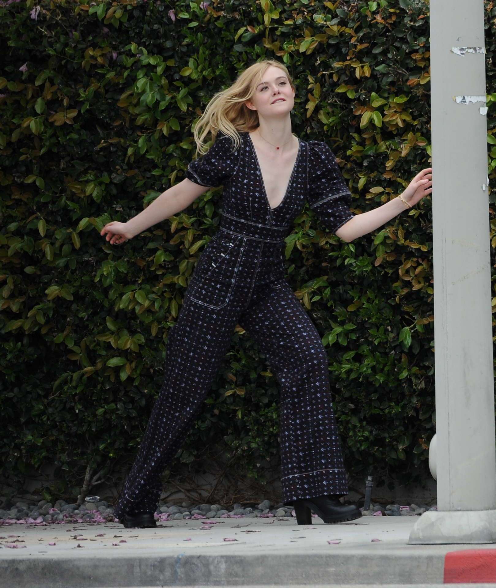 EXCLUSIVE: Elle Fanning Shows Off her Dance Moves while Filming a Music Video for Her New Movie 'Teen Spirit' in Los Angeles