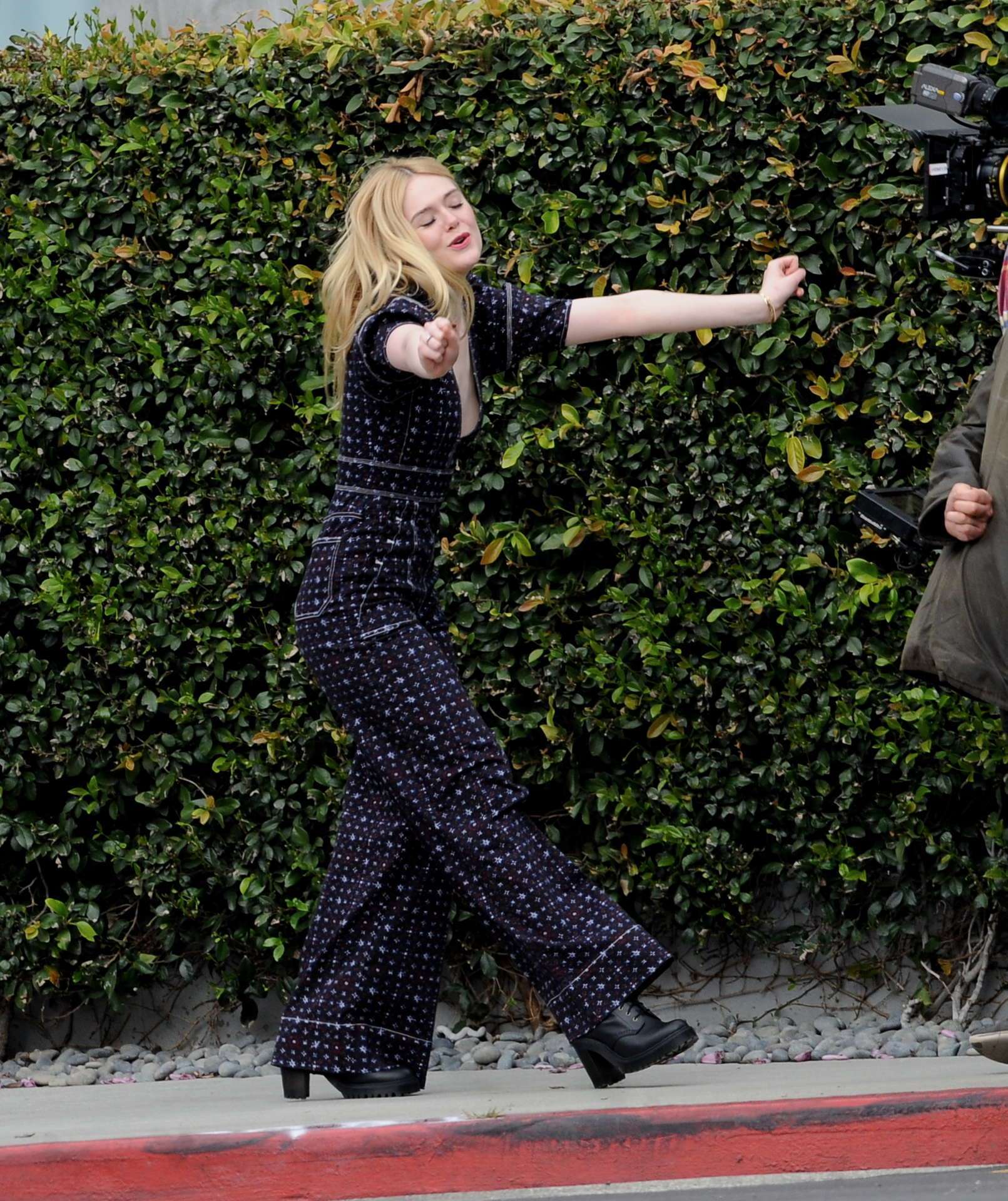 EXCLUSIVE: Elle Fanning Shows Off her Dance Moves while Filming a Music Video for Her New Movie 'Teen Spirit' in Los Angeles