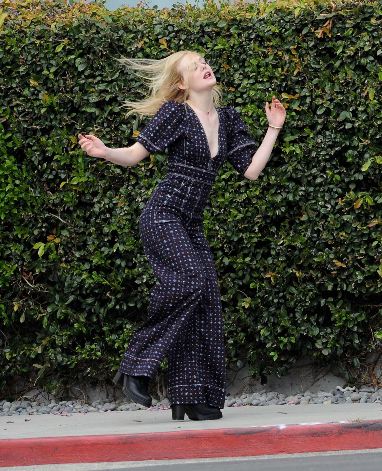 EXCLUSIVE: Elle Fanning Shows Off her Dance Moves while Filming a Music Video for Her New Movie 'Teen Spirit' in Los Angeles