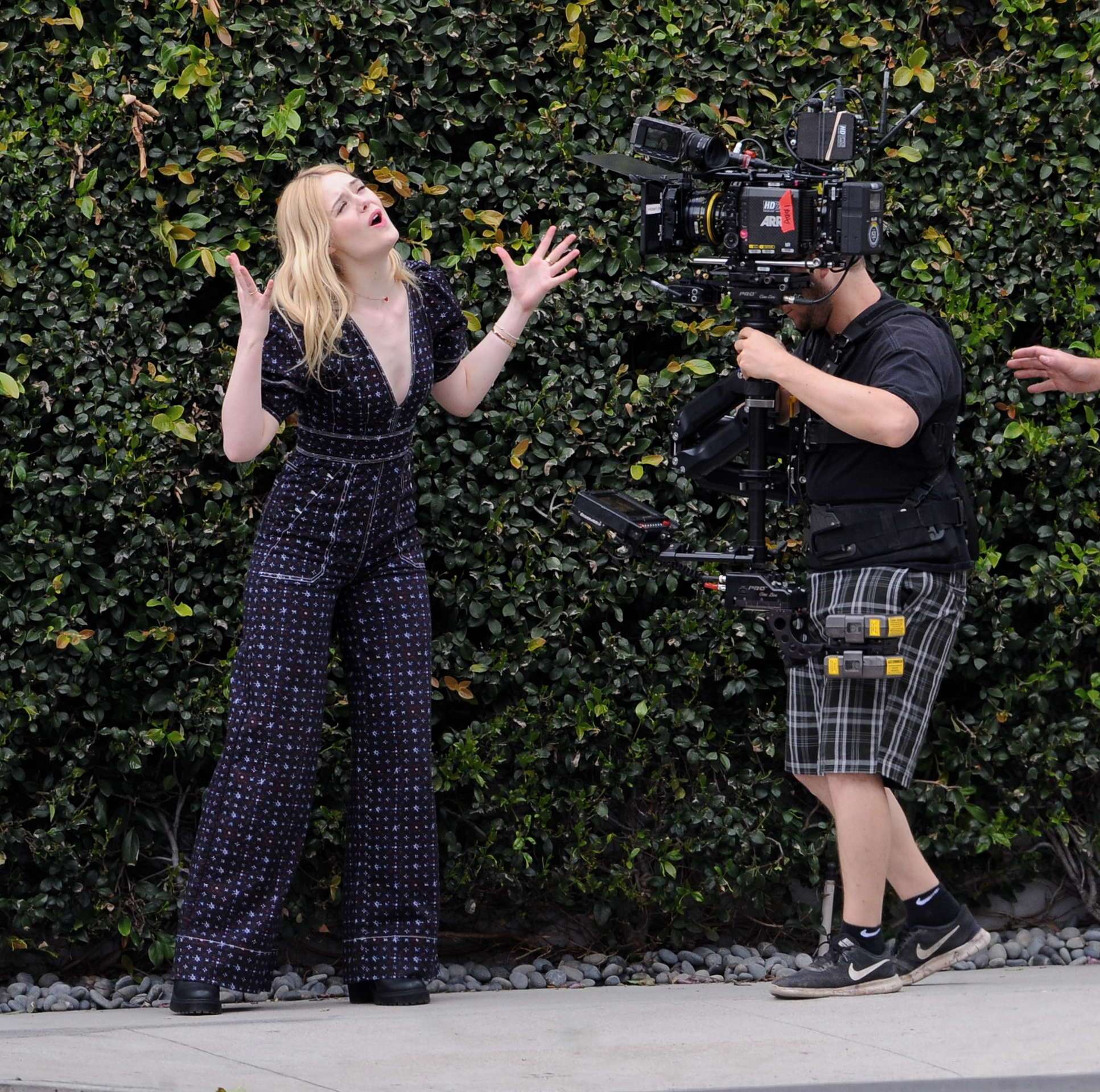 EXCLUSIVE: Elle Fanning Shows Off her Dance Moves while Filming a Music Video for Her New Movie 'Teen Spirit' in Los Angeles
