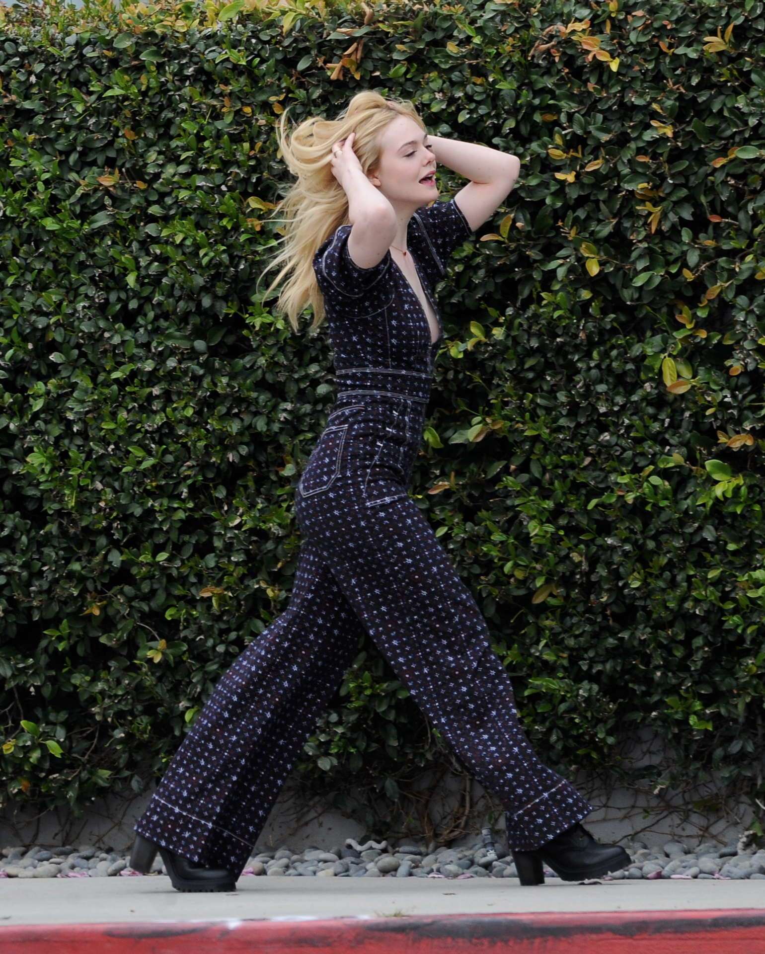 EXCLUSIVE: Elle Fanning Shows Off her Dance Moves while Filming a Music Video for Her New Movie 'Teen Spirit' in Los Angeles