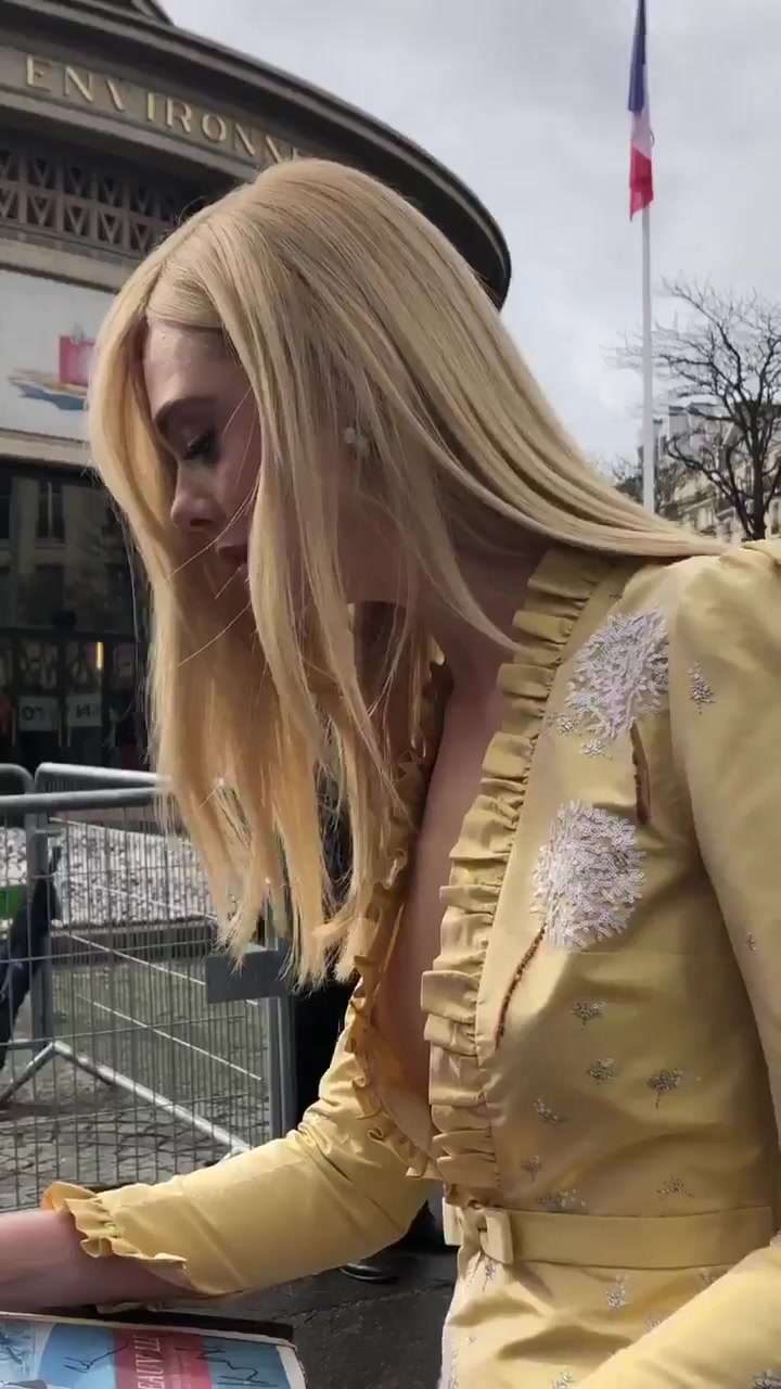 Elle Fanning at the Miu Miu Fashion Show in Paris