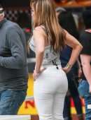 Jennifer Lopez Booty in Jeans and Constance Wu on the Set of 'Hustlers' in NYC