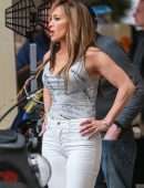 Jennifer Lopez Booty in Jeans and Constance Wu on the Set of 'Hustlers' in NYC