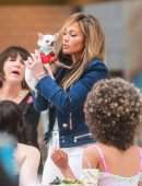 Jennifer Lopez Booty in Jeans and Constance Wu on the Set of 'Hustlers' in NYC
