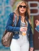 Jennifer Lopez Booty in Jeans and Constance Wu on the Set of 'Hustlers' in NYC