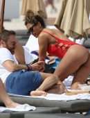 Jessica Ledon in Red Swimsuit in Miami