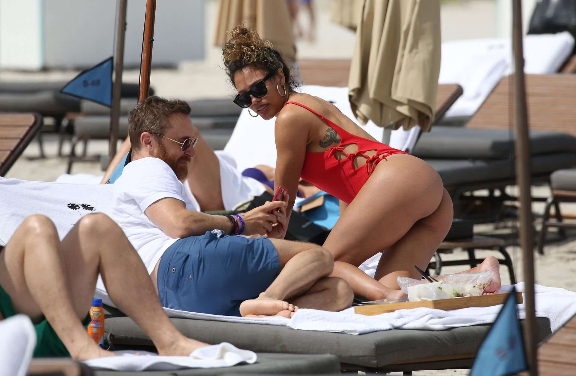 Jessica Ledon in Red Swimsuit in Miami