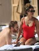 Jessica Ledon in Red Swimsuit in Miami