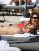 Jessica Ledon in Red Swimsuit in Miami