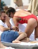 Jessica Ledon in Red Swimsuit in Miami